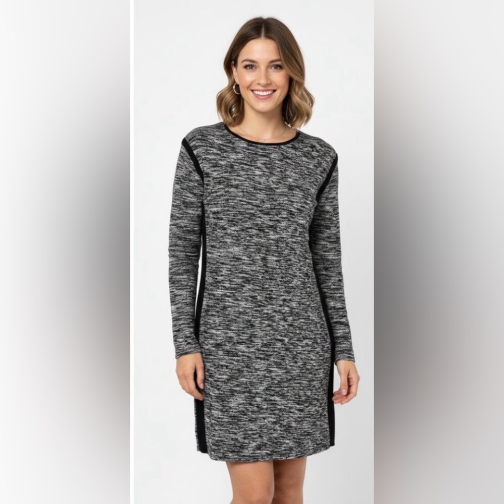 Athleta Black & Gray Marled Retreat Sweater Dress M